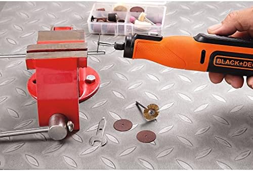 Multiferramenta rotativa black + decker 7,2 v, controle de velocidade variável, bateria integrada de 1,5 ah, inclui 53 acessórios e maleta de transporte, bcrt8ik