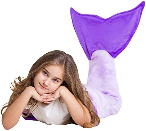 Loved Blanket Fleece Mermaid Tail Blanket for Kids Girls Teens - Excellent Idea for a Gift (Purple)