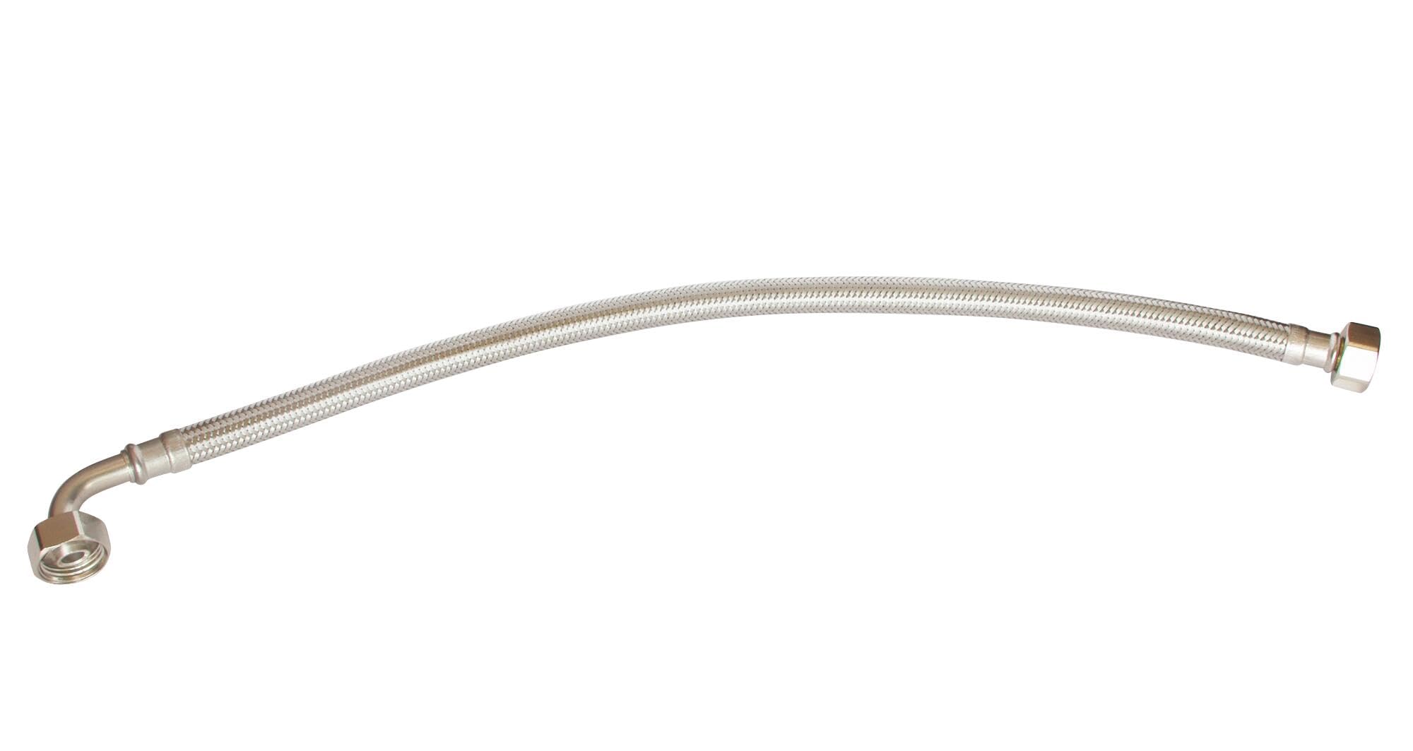 SOMATHERM FOR YOU - Flexible Sanitary Hose Connection Angled Turning Nut Female 20/27 (3/4 Inch) - Female Straight Turning Nut 20/27 (3/4 Inch) - Length 50 cm - DN8