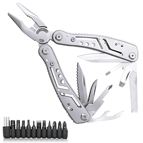 Xcellent Global 24-in-1 Multitools Folding Plier, Outdoor Survival Portable Multi function Pocket Knife Tool Set, Stainless Steel, HG200