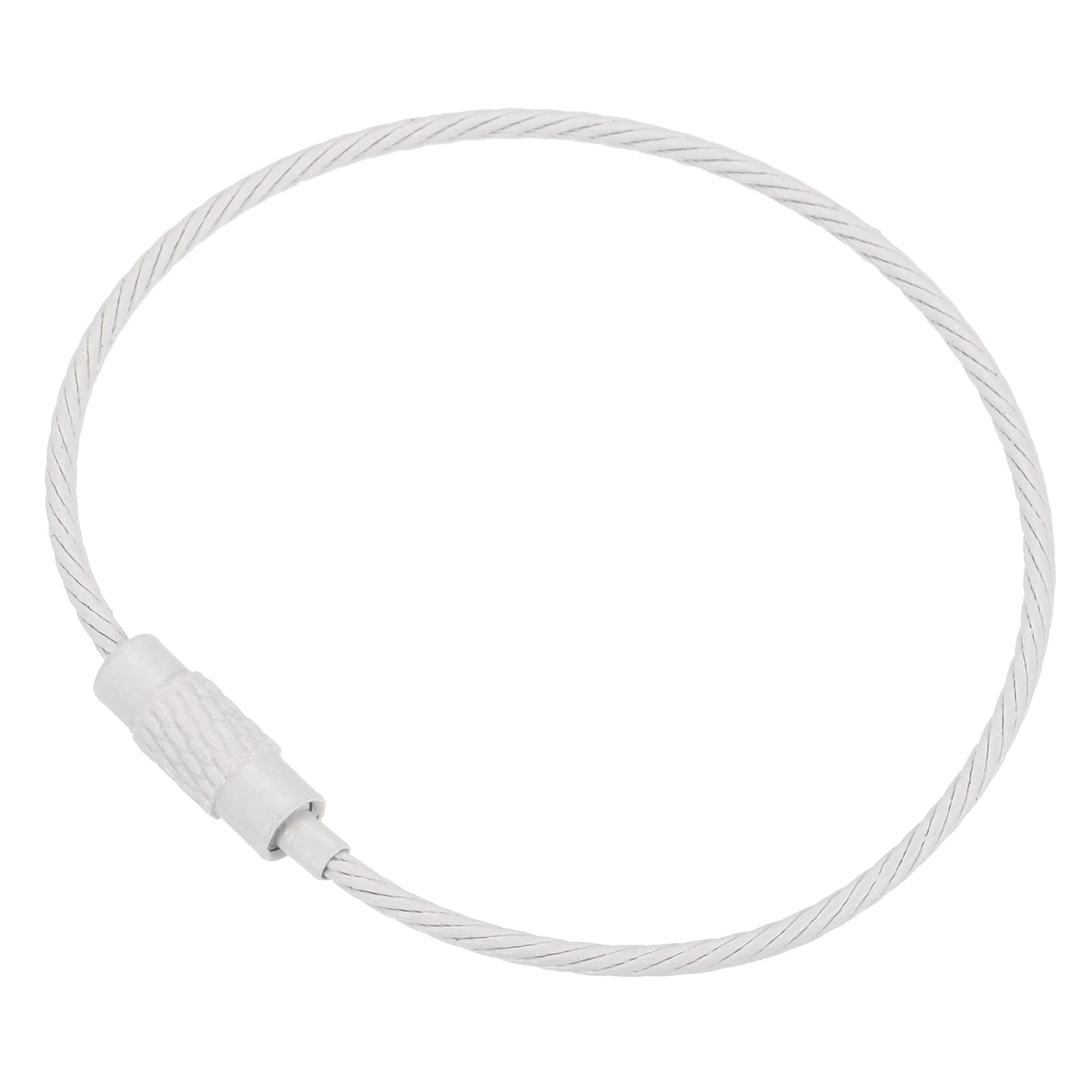 PATIKIL 6 Inch Length Wire Keychain Cable, 5 Pack Titanium Steel Key Ring Loop for Outdoor Hiking Sport, White
