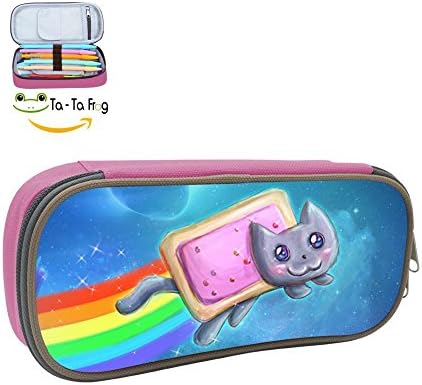 Rainbow Nyan Nyan Pop Tart Cat Pencil Bag Pen Case, Students Stationery Pouch Zipper Bag for Pens, Pencils, Highlighters, Gel Pen, Markers And Cosmetic