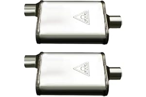 Colt Exhaust | Stainless Steel Pair of Two 2.5" High Flow Dual Chamber Performance Mufflers (Offset/Center) | Automotive Replacement Part