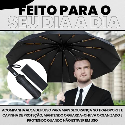 Guarda Chuva Automático Reforçado com Botão – Compacto, Antivento e com Proteção UV Blackout - Guarda Chuva Dobrável e Portátil, Ideal para Bolsa e Mochila - AmelShop