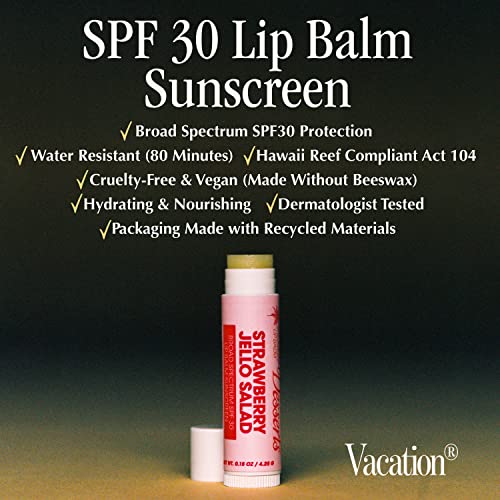 Vacation Strawberry Jello Salad SPF 30 Sunscreen Lip Balm (Pack of 3