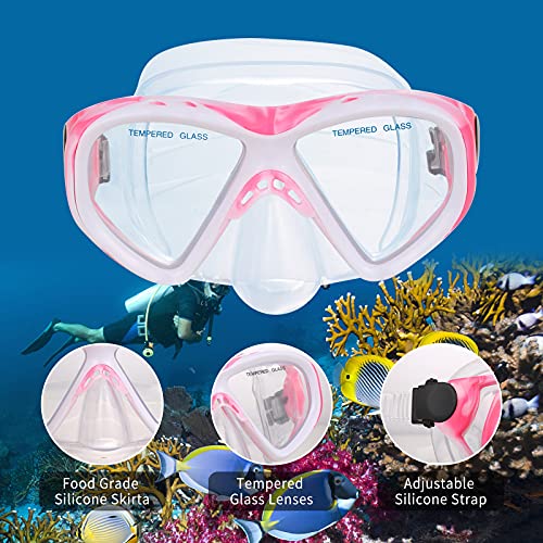 ダンシングスノーフレークス　セット Snorkel Mask Kids Mask Fins Snorkel Set, Dry Top Snorkeling