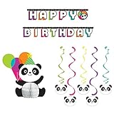 Panda-Monium Party Decorations Supplies Pack Includes: Centerpiece, Jointed Banner, and Dizzy Danglers