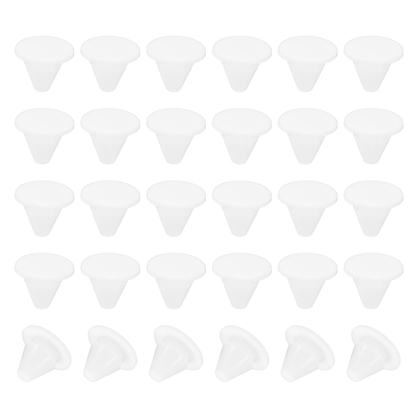 PATIKIL 5.5mm Diameter Silicone Round Snap, 40 Pcs in Type Locking Furniture Hole Plug Button Thin Edge Protective Cover Fit for 5-5.5mm Hole for Seal Bulkhead Cylinder, White — image 1