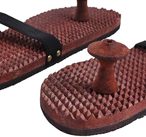 WhopperOnline 10 Inch Wooden Accupressure Chappal Massager with Elastic Strip to Fit on Legs, Relieve Plantar Fasciitis, Heel, Foot Arch Pain & Stress