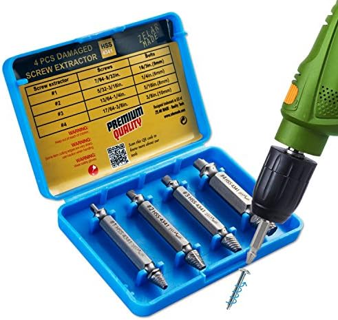 Screw Extractor Set - For Removing Stripped Screws And bolts Made From HSS 4341#, Set of 4 Stripped Screw Removers