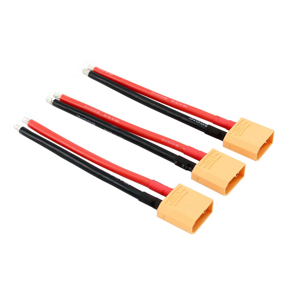 BDHI 3pcs XT90 / XT-90 Male Connectors w/ 10cm 12awg Wire for Turnigy/Zippy(BDHI-44)