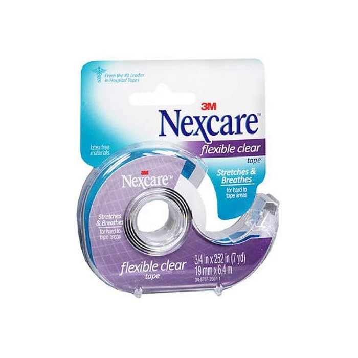 Nexcare Flexible Clear First Aid Tape, 3/4 Inch x 7 Yards (Pack of 2)