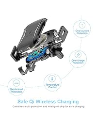 Auto Clamping Wireless Car Charger, 10W   7.5W Qi Fast Charging Car Mount, Parabrisas y salpicadero Soporte de teléfono con ventilación por aire Compatible con iPhone Xs   Xs   Max   XR   X   8   8Plus, Samsung S10 +   S10   S9 +   S9   S8   S7 y más