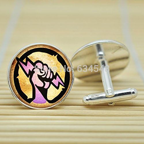 Pretty Lee Bioshock Shock Jockey Vigor In Silver Cufflinks Glass Cabochon Cufflinks C3550