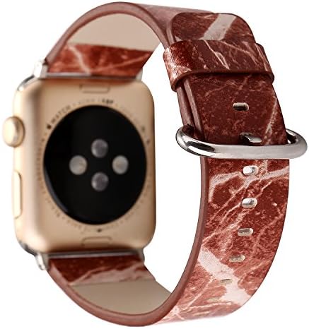 Marble Printing Design for Apple Watch Band 38/40mm 42/44mm Soft PU Leather Replacement Strap with Stainless Steel Classic Buckle for iwatch Series4/3/2/1 Nike+ Sport Edition(Red-marble-38/40mm) …