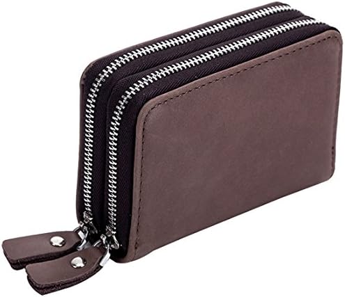 Multifunctional RFID Blocking Credit Card Holder Wallet Genuine Leather Car Key Case with 6 Key Hooks Keychain Key Ring by esdrem (Coffee)