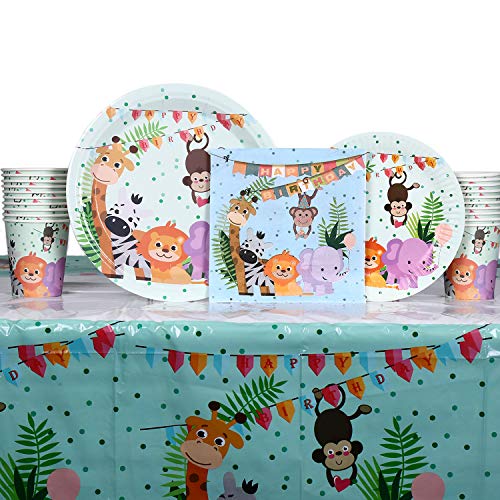 Jungle Safari Animals Themed Birthday Party Tableware Serves 20 Guests Dinner Dessert Plates
