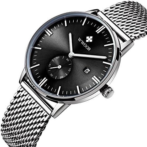 Mens Luxury Stainless Steel Mesh Band Watch With Date Male Casual Dress Sport Wrist Watches Black