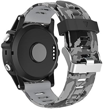 for Garmin Fenix 3 Watch Band, 26mm Width Soft Silicone Replacement Watch Band Strap for Garmin Fenix 3 / Fenix 5X Sports Outdoor (Gray Camouflage)