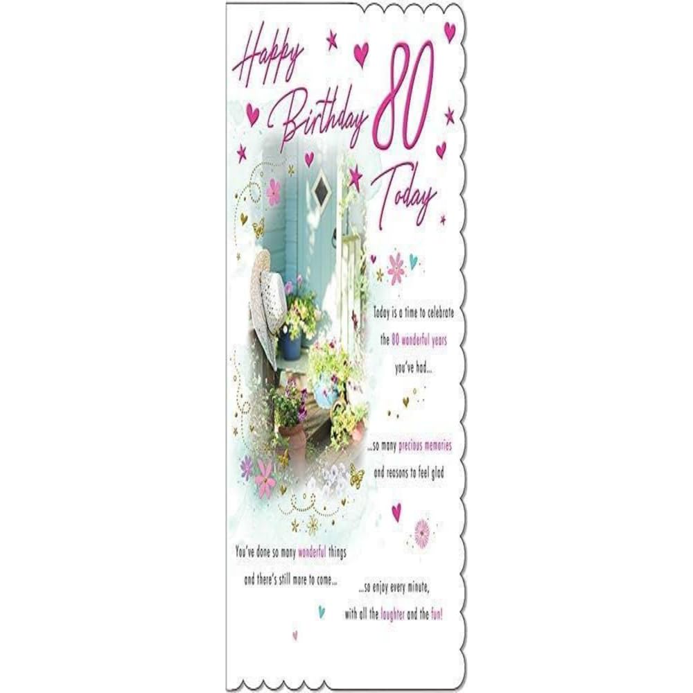 Piccadilly Greetings Traditional Milestone Birthday Card Age 80 F - 9 x 6 inches
