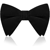 Luckyvestir Velvet Bow Tie Oversized Bow Ties for Men Adjustable Black Clip on Bowtie for Tuxedo Shirt Wedding Prom