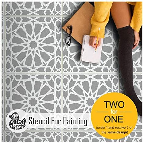 Zagora Tile Stencils for Painting Walls and Floors | Custom Sizes Available 10 cm Repeat