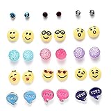 15 Pairs Hypoallergenic Cute Amusing Smiley Emoticon Stud Earrings Set for Girls