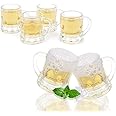 LiveBe Mini Beer Mug Shot Glasses - Clear Mini Wine Glasses with Handles,Party Home Dining Beverage Drinking Glassware,2 oz (