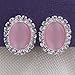 Bridal Rhinestone Opal Oval Shape Clip on Earrings for Women Charm Jewelry No Hole Ear Clip (pink)