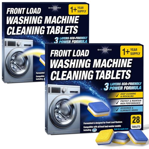 Washing Machine Cleaner Tablets 56 Pack for HE Front Loader - Eco Friendly Washer Machine Cleaning Tablets - 3 Layers Septic Safe Wash Machine Full Deodorizer Descaler Protector - 2 Plus Year Supply