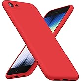 LoeoeL for iPhone SE Case Silicone 2nd 3rd Genration iPhone 7/8, Minimalist Ultra Thin Slim Soft Rubber Gel Solid Color Matte TPU Cute Case for Women Men, Girly Aesthetic Design & Camera Cover, Red
