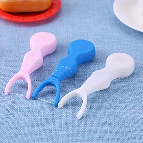 xxiaoTHAWxe Replaceable 30m Dental Floss Pick Toothpicks Oral Care Cleaner Interdental Brush - Blue