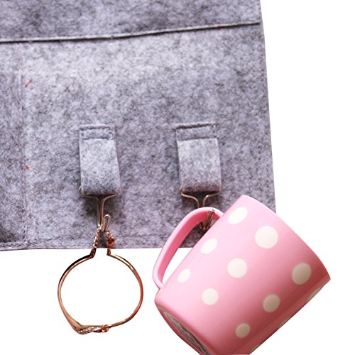 Hanging Felt Makeup Tool Organizer Bag, Mount on Wall, Pockets Toilet Wash Room, Space Saver Decorative Storage Fabric Cloth Shelves