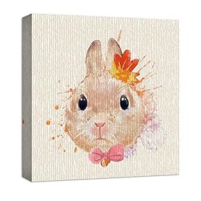 Canvas Wall Art Cute Abstract Animals Painting Artwork for Home Prints Framed - 12x12 inches