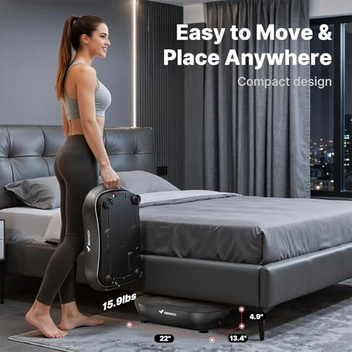 MERACH Vibration Plate Exercise Machine, Vibration Plate lymphatic Drainage Muscle Activation, Vibrating Plate Full Body Equipment with LED Touch Screen Bluetooth Pull Cord