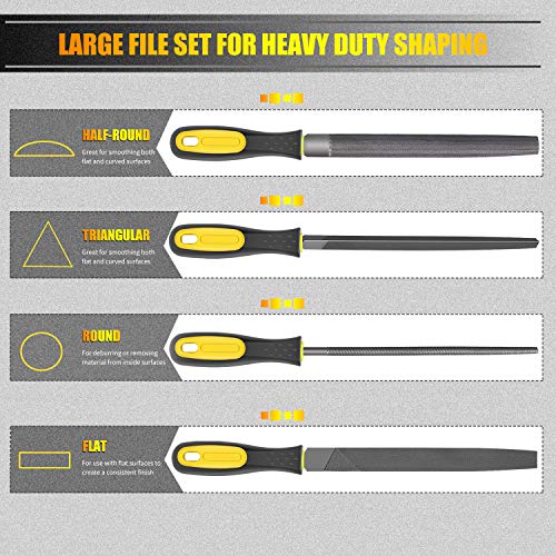 File Set 18 PCS,Wooden Hand Tool Set for Woodwork Files DIY T12 Drop Forged Alloy Steel File Tool with Carrying Case