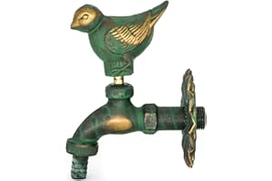 CHICZAM Decorative Garden Faucet Outdoor Faucet Yard Animal Antique Green Pigeon Level Handle Brass Wall Mounted Tap Bibcock Hose Not Included
