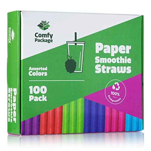 Paper Jumbo Smoothie Straws,100% Biodegradable [100 Pack] Assorted Colors - //coolthings.us