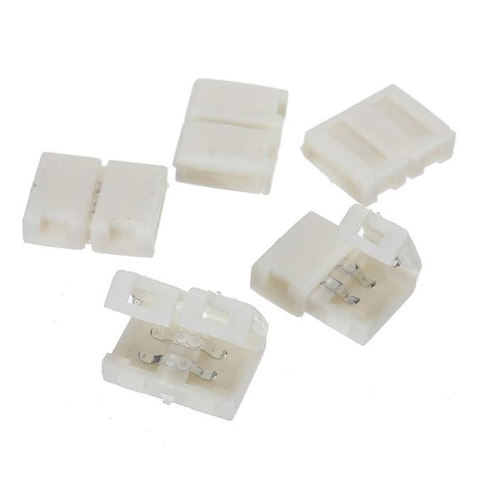 MERKEL Plastic 4 Pin RGB Connector Adapter for 5050 LED Strip (1.5 X 1.5 cm, White)-5 Pieces