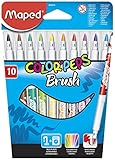Maped Color'Peps Brush Tip Ultrawashable Markers, Assorted Colors, Pack of 10 (848010)