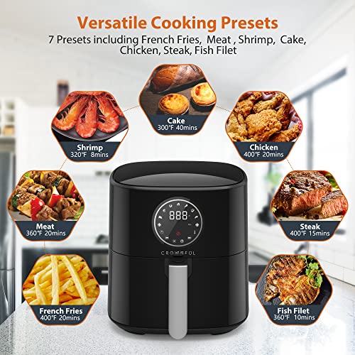 CROWNFUL 5 Quart Air Fryer, Electric Hot Oven Oilless Cooker，LCD