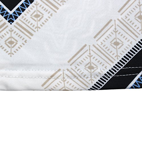 Women Fashion Summer Printed High Waisted Beach Maxi Skirts Long Skirt(White Geometric), 2XL