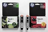 HP 564 XL Black & 564 XL Photo Black Printer Ink Inkjet Cartridges Bonus Photo Paper Combo Pack High Yield