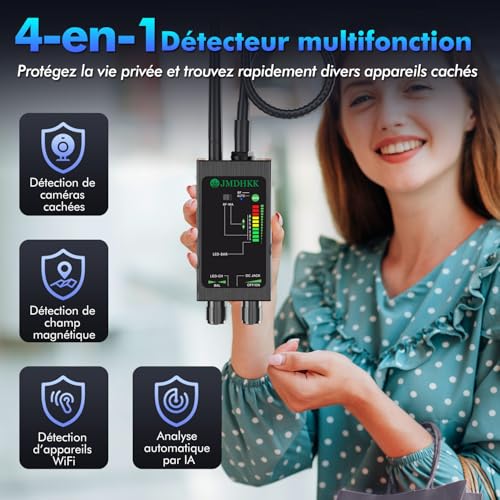 JMDHKK M8000 Spy Camera Detector, Spy Microphone, Listening Device for Hotel, Travel, Vehicle, Office, Public Fitting Room (Black)