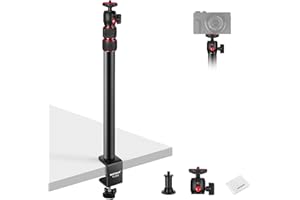 NEEWER Camera Desk Mount, Overhead Desktop Light Stand Microphone Boom Arm with Ball Head C Clamp Cleaning Cloth for DSLR Web