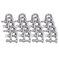 bstinay 20x European Style Silver Stainless Steel M6 Screw Pin Lifting Shackle D-Ring