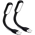 Soseelnee Mini Flexible Light, Portable USB Led Reading Night Lamp for PC Laptop Computer Notebook Power Bank - 2 Pack (Black