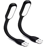 Soseelnee Mini Flexible Light, Portable USB Led Reading Night Lamp for PC Laptop Computer Notebook Power Bank - 2 Pack (Black