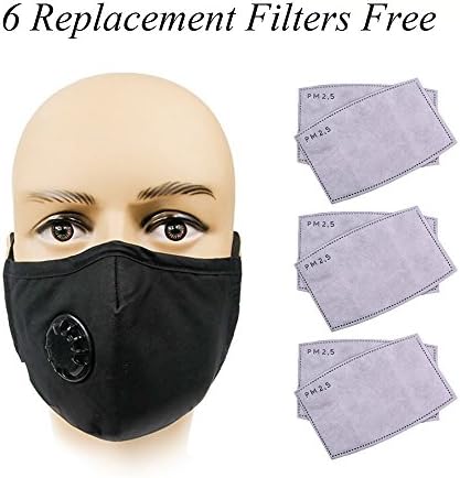 Anti Pollution Mask with 6 Activated Carbon N99 PM 2.5 Filters | For Men Women Kids | Great For Preventing Pollen, Allergens, Dust, Gas, Smoke, Odor, and Many More | Great For All Outdoor Activities