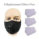 Anti Pollution Mask with 6 Activated Carbon N99 PM 2.5 Filters | For Men Women Kids | Great For Preventing Pollen, Allergens, Dust, Gas, Smoke, Odor, and Many More | Great For All Outdoor Activities